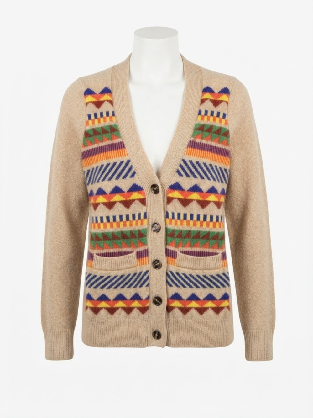 Wallace by J.Crew 100% Merino Wool Aztec Geometric Knit Cardigan Size XS